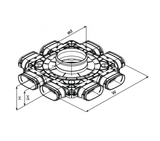 Skrzynka rozdzielcza- Rekuperacja - System Owalny FLAT 8x52/160mm